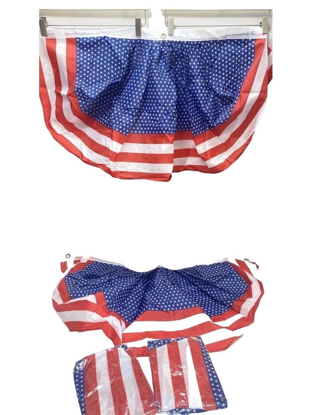 American Flag Curtain Decor 4pc Set Brand New As Is Rust From Grommets